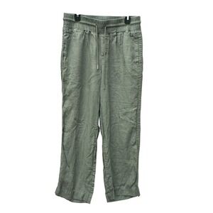 Quince Womens 100% European Linen Women's Large Wide Leg Pants Green #KL1-6